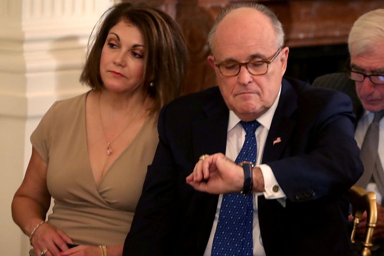 Rudy Giuliani attends an event where U.S. President Donald Trump nominated U.S. Circuit Judge Brett M. Kavanaugh, to the United States Supreme Court, in the East Room of the White House July 9, 2018 in Washington, D.C.